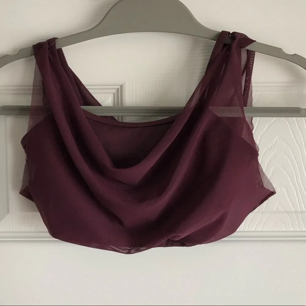 Balera By Weissman Mesh Cowl Neck Crop Top